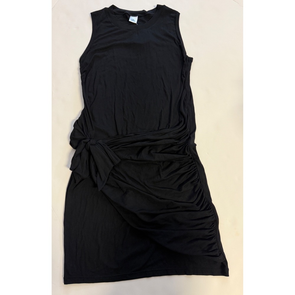 Heathyoga Black Sleeveless Side Tie Ruched Mini Dress Medium NWT
